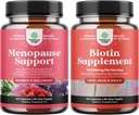 Bundle of Herbal Menopause Supplement for Women and 10000 mcg Pure Biotin Pills for Women & Men - Perfect for Estrogen Balance - Stop Hair Loss Thinning Natural Supplement