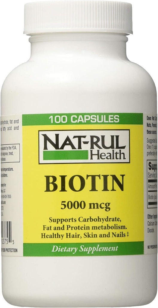 NAT-Rul Biotin 5000 mcg Capsules 100 ea