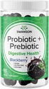 Swanson Probiotic + Prebiotic Gummies - Digestive Support Supplement Promoting Digestive Function & Bowel Regularity - Helps to Support Immune Health - (BlackBerry, 60 Gummies)