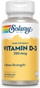 SOLARAY Vitamin D3 10000IU (250 mcg) - High Potency Vitamin D - with VIT D3 as Cholecalciferol - Strong Bones and Immune Support Supplement - 60-Day Guarantee, 60 Servings, 60 VegCaps