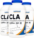 Nutricost CLA (Conjugated Linoleic Acid) 2,400mg, 240 Softgels - Gluten Free, Non-GMO, 800mg Per Softgel (3 Bottles)