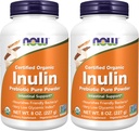 NOW Supplements, Inulin Prebiotic Pure Powder, Certified Organic, Non-GMO Project Verified, Intestinal Support*, 8-Ounce (Pack of 2)