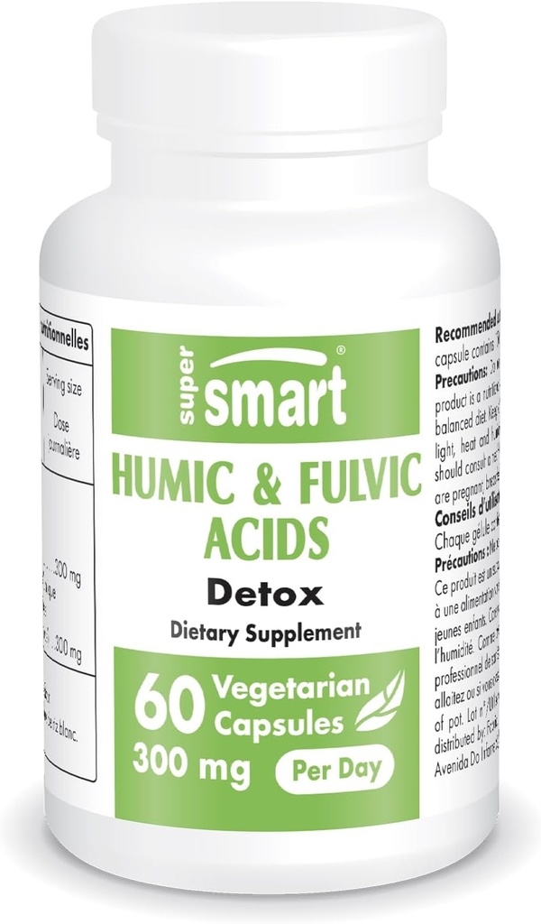 Supersmart - Humic and Fulvic Acid Supplement 300mg per Day (Patented & High Strength) - Fulvic Humic Mineral Blend | Non-GMO & Gluten Free - 60 Vegetarian Capsules