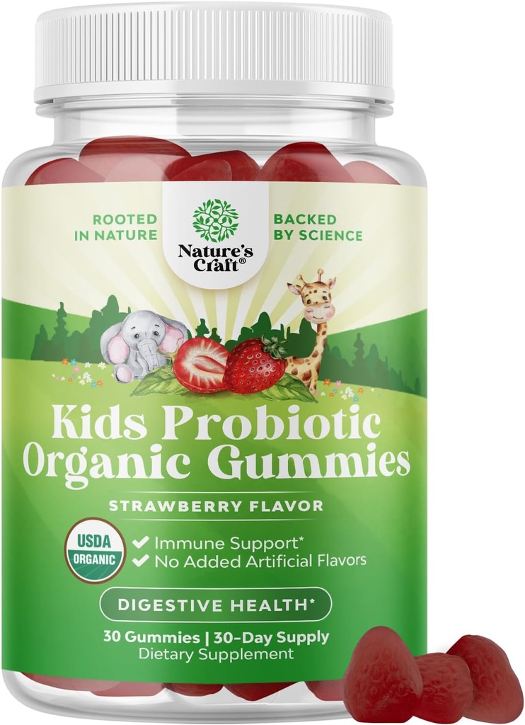 Immune Booster Kids Probiotic Gummies - Bacillus Subtilis Probiotic for Kids Upset Stomach Body Cleanse Immune Boost and Colon Detox - Constipation Relief and Digestive Health Vitamins Gummy