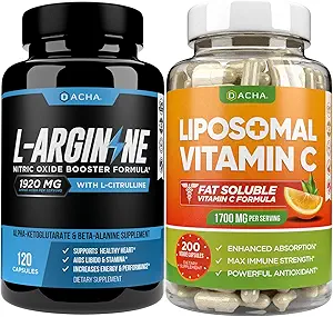 Max Strength Nitric Oxide Booster Bundle – L-Arginine & Liposomal Vitamin C, With L Citrulline, Ascorbyl Palmitate, Natural Absorb Boost Formula To Support Exercise Energy, Immune Health, Slim Look
