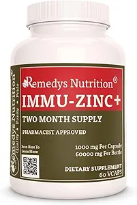 Remedy's Nutrition Immu-Zinc + | 1,000 mg, 60 Vegan Capsules Dietary Supplement | Two Month Supply | Also Contains Elderberry, Licorice & Oregano