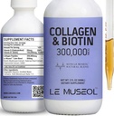 Liquid Collagen for Women, 300,000mcg Liquid Biotin and Collagen Supplements Drops for Hair, Nail Growth Glowing Skin - 60ml