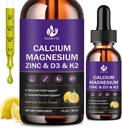 (2 Pack) Calcium Magnesium Zinc Liquid Drops for Women and Men - Bone & Teeth, Immune Support, Liquid Calcium Supplement with Magnesium Glycinate, Vitamin C D3 K2 B6 and Sea Moss | Sugar Free