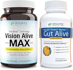 Bright Eyes and Healthy Gut Bundle | Lutemax® 2020, Bilberries, Blueberries, c3g from Black Currant, Maqui Berry, Saffron, Astaxanthin | Ginger, Artichoke Leaf, Licorice Root & Zinc Carnosine