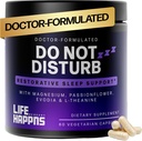 Life Happns Do Not Disturb Sleep Aid for Adults Natural Supplement with L-Theanine, Magnesium, Passion Flower & Evodia Fruit for Restorative Sleep Melatonin-Free, Non Habit-Forming, 60 Capsules