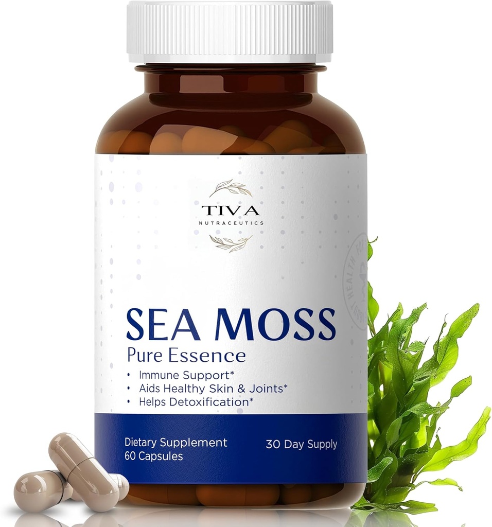 Irish Sea Moss Capsules with Bladderwrack, Burdock Root & BioPerine – Support for Immune Function, Energy, Digestion & Thyroid – Wildcrafted, Lab-Tested – 60 Vegan Capsules