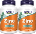 NOW Supplements, Zinc (Zinc Gluconate) 50 mg, Supports Enzyme Functions*, Immune Support*, 250 Tablets (Pack of 2)