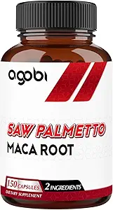 agobi Saw Palmetto Supplement with Maca Root - High Extract Support for Hair Health, Restful Mood & Energy Support - 150 Veggie Capsules