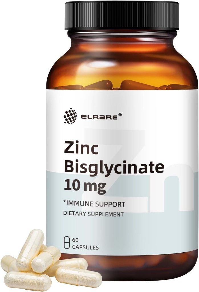 10mg Chelated Zinc Supplement as Albion TRAACS Zinc Bisglycinate, Size#2, 60 mini Capsules
