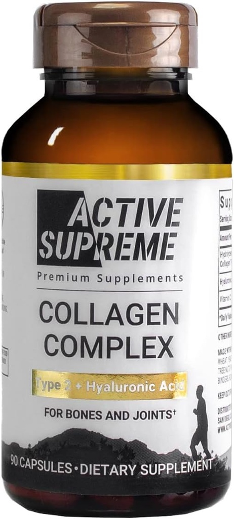 Collagen Pills Type 2 for Healthier Joints - Grass Fed Beef Collagen Hydrolyzed Type 2 Capsules with Vitamin C and Hyaluronic Acid