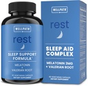 WellPath Rest Valerian Root Sleep Aid for Adults with Melatonin & L-Theanine | Natural & Herbal Sleeping Pills with Extra Strength | | 5-HTP, Lemon Balm, Chamomile, 60 Ct