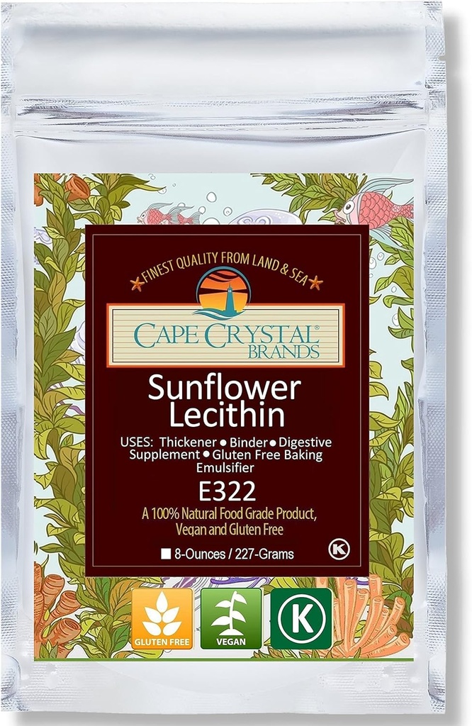 Cape Crystal Sunflower Lecithin Powder, 100% Natural and Gluten-Free. It is The Vegan, Non-GMO Alternative to Soy Lecithin Powder (8-oz.)