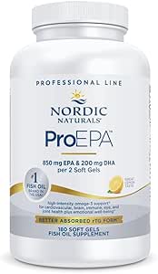 Nordic Naturals ProEPA, Lemon - 180 Soft Gels - 1210 mg Omega-3 - High-Intensity EPA Formula for Healthy Mood, Heart Health & Cellular Function - Non-GMO - 90 Servings