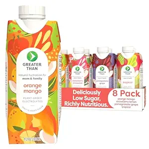 Greater Than Nutrient Hydration Beverage, Electrolyte Drink for Gut Health & Energy with Coconut Water, Vitamins, Gluten Free, Plant Based, Low Sugar, 8 Flavor Variety Pack