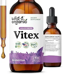 Wild & Organic Vitex Tincture - Vitex Chasteberry Supplement for Women - Liquid Chaste Tree Berry Extract for Good Mood - Vegan, Sugar & Alcohol-Free Herb Drops - 4 fl oz