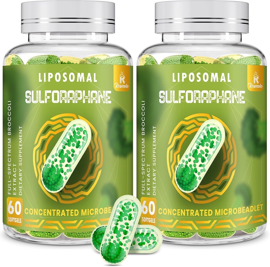 800 MG Liposomal Sulforaphane, Powerful Dual-Delivery for Maximum Absorption & Potency, Full-Spectrum Broccoli Extract, Antioxidant & Liver Supplement, 120 Softgels