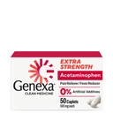 Genexa Clean Acetaminophen 500mg Extra Strength, Dye Free Pain Reliever Fever Reducer, 0% Artificial Additives, Pain Medicine for Adults, Relieves Headache, Backache, Minor Arthritis Pain, 50 Tablets