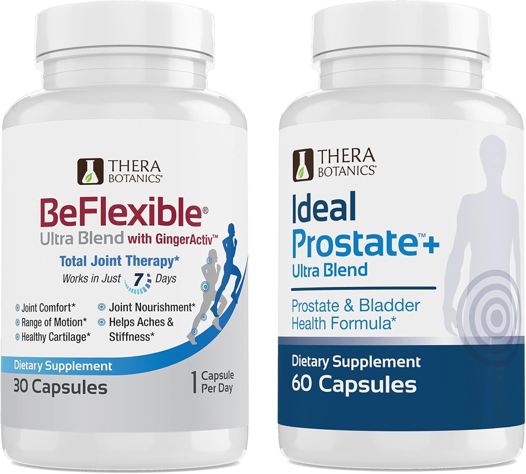 Therabotanics BeFlexible Ultra Joint Support Supplement and Ideal Prostate Ultra Powerful Prostate Supplement for Men* Bundle