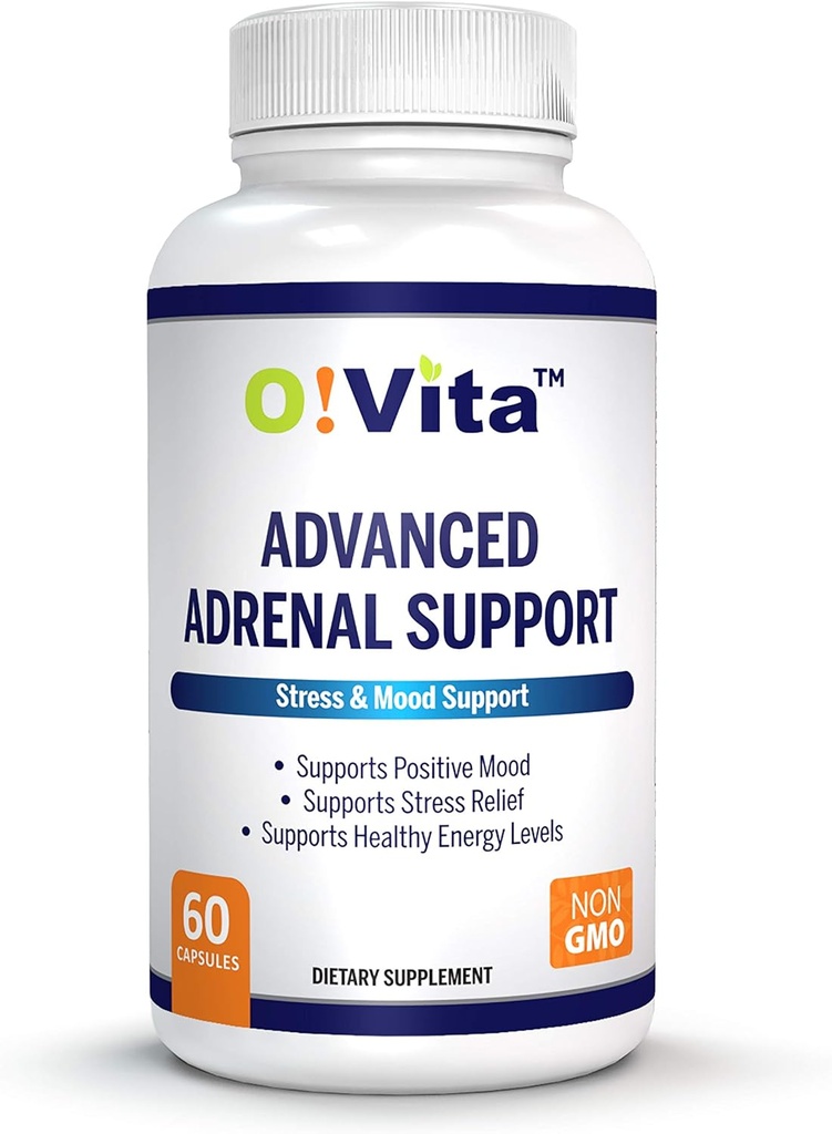 Advanced Adrenal Support with Ashwagandha, Panax Ginseng, Supports Adrenal Gland Health 2-Month Supply (60 Non-GMO Capsules)