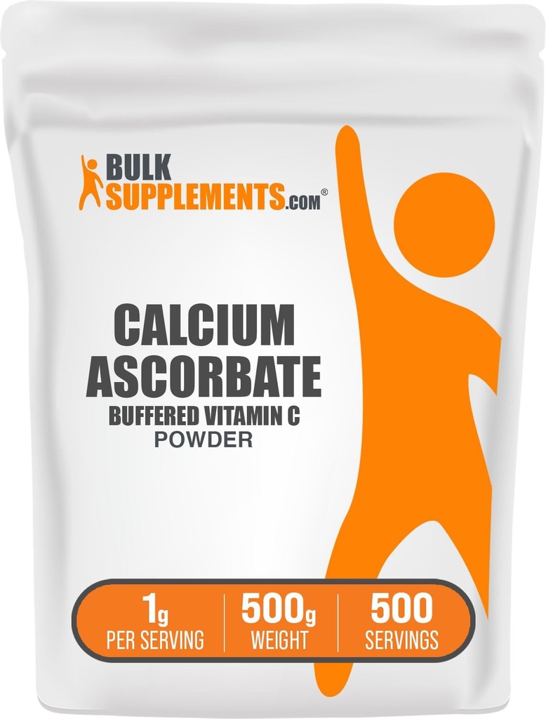 BulkSupplements.com Calcium Ascorbate Powder - Buffered Vitamin C Supplement, Calcium Powder - Vegan & Gluten Free, 1g per Serving, 500g (1.1 lbs) (Pack of 1)