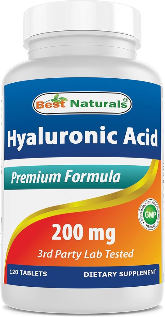 Best Naturals Hyaluronic Acid 200 mg 120 Tablets (Non-GMO, Gluten Free) - Promotes Youthful Healthy Skin & Healthy Joint Function (120 Count (Pack of 1))