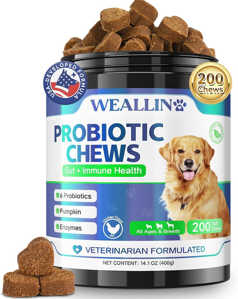 200 PCS Probiotics for Dogs - Dog Probiotic Chews for Gut Health, Digestive Support & Itchy Skin Relief Pet Diarrhea Gas Treatment - Probiotics, Digestive Enzymes, Prebiotics, Pumpkin