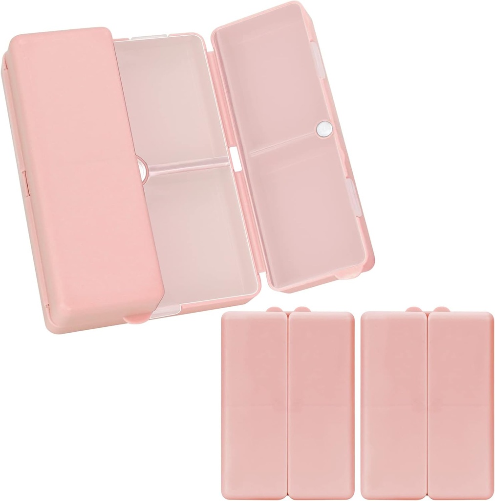 FYY Daily Pill Organizer,2 Pcs 7 Compartments Portable Pill Case Travel,Folding Design Pill Box for Purse Pocket to Hold Vitamins,Cod Liver Oil,Supplements and Medication-Pink