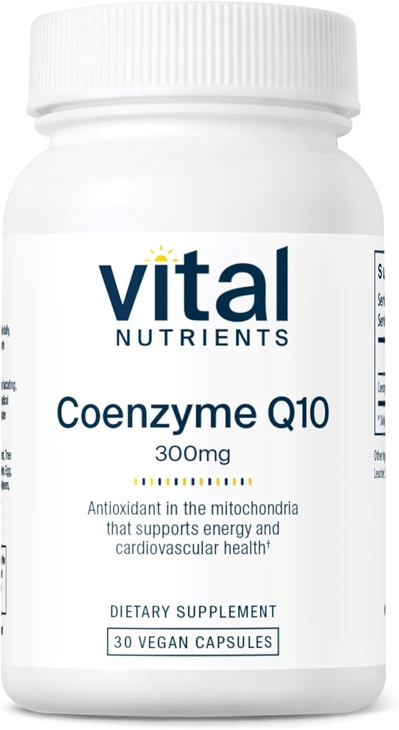Vital Nutrients CoQ10 300mg | Vegan Supplement | Potent Antioxidant of CoEnzyme Q10 to Support Heart Health and Energy Levels* | Gluten, Dairy and Soy Free | Non-GMO | 30 Capsules