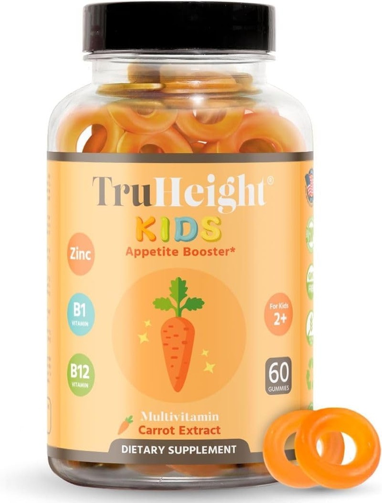TruHeight Kids Appetite Booster Gummies (Ages 2+) All Natural Toddler, Kids & Teens Appetite Stimulant to Eat More - Weight Gain Supplements - Vitamins for Underweight Children - Picky Eater Vitamin