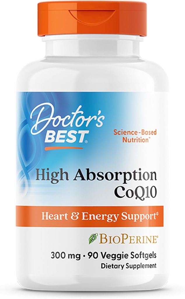 Doctor's Best High Absorption CoQ10, Heart & Energy Support, USP Verified, Naturally Fermented CoQ10, Non-GMO Gluten Free, Soy Free, Vegetarian 90 Veggie Softgels