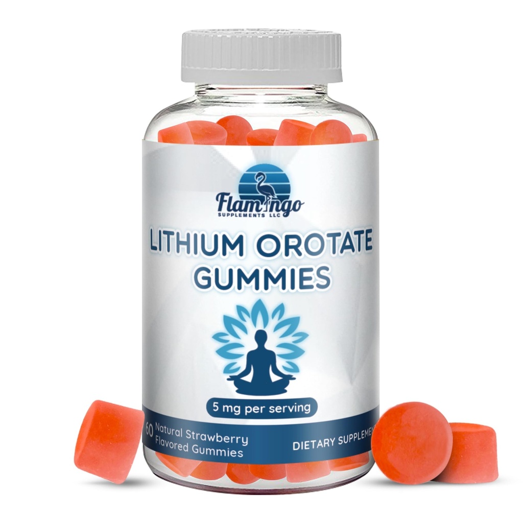 Lithium Orotate Gummies 5mg (Per Serving) – Chewable Lithium Supplement – Gentle Daily Support – Vegan, Non-GMO – 60 Gummies