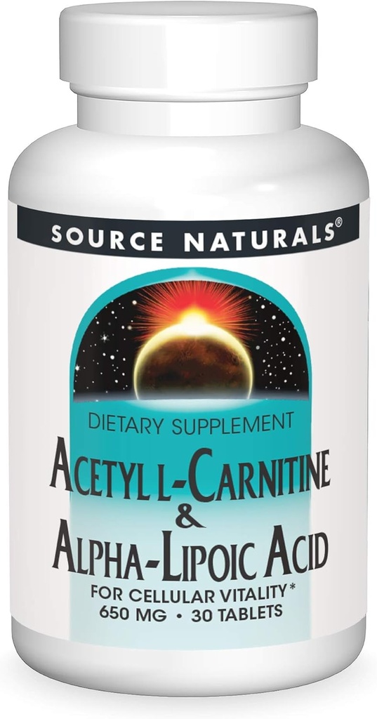 Source Naturals Acetyl L-Carnitine & Alpha-Lipoic Acid 650mg - 30 Tablets