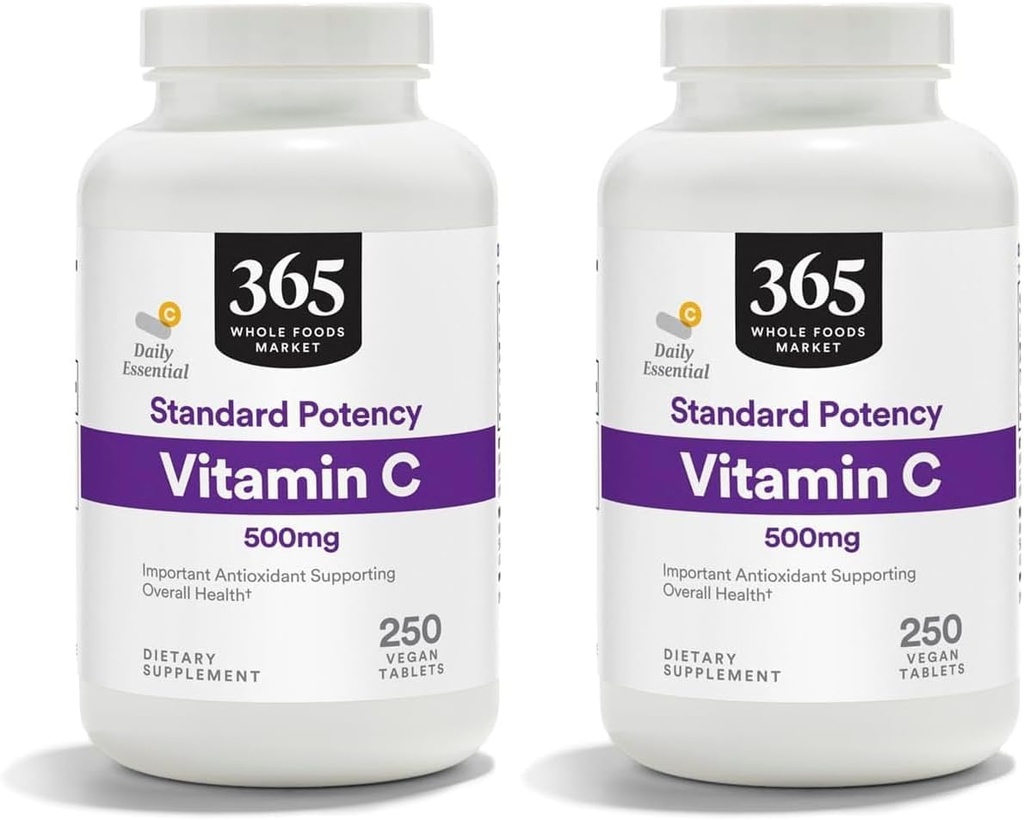 365 by Whole Foods Market, Vitamin C 500Mg, 250 Tablets (Pack of 2)