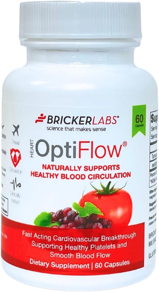 Bricker Labs OptiFlow Blood Circulation Vitamins, Naturally Supports Healthy Blood Flow, Contains FruitFlow and resVida Trans resveratrol. Blood Optimizer Supplement 60 Capsules