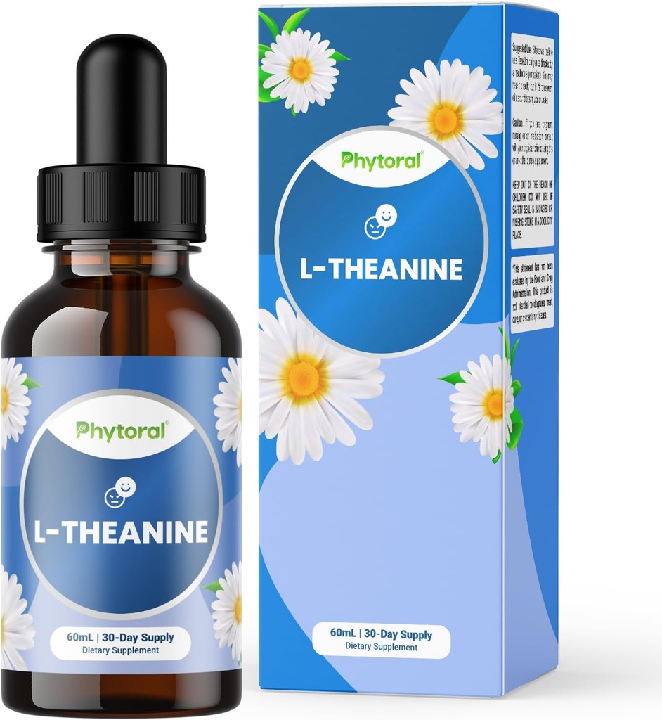 Phytoral Potent L-Theanine Liquid Drops - High Absorption L-Theanine for Kids & Adults Calm & Relaxation Support - Premium Quality Drops Ideal for Children and Adults Liquid 30 Servings