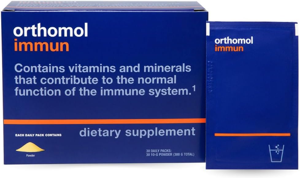 Orthomol Immun Powder, Immune Support Supplement, 30-Day Supply, Vitamins A, B, C, D, E, Zinc, Iodine