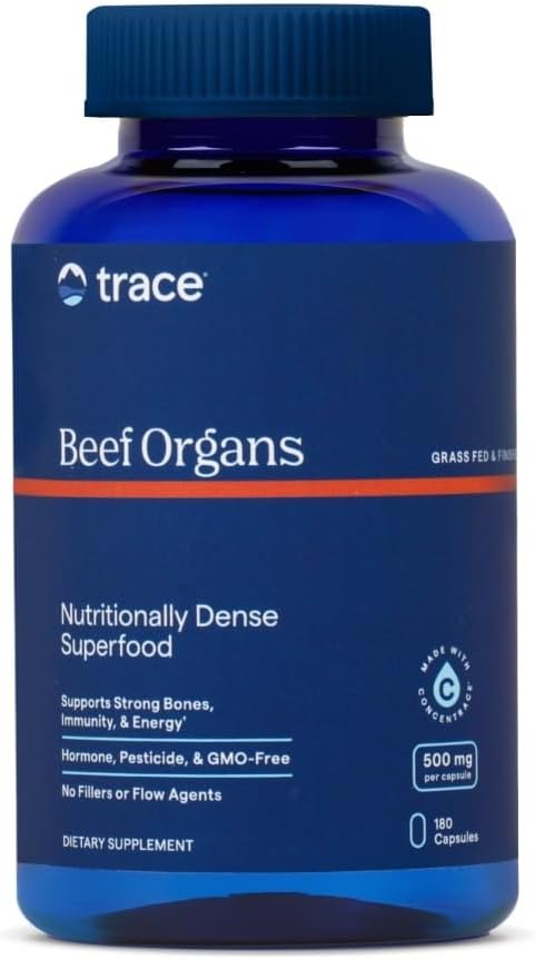 Trace Minerals Beef Organs - Beef Organ Supplement for Daily Wellness - Immune System, Heart, Energy, Hair, Skin & Bone Health - Natural Superfood - Keto & Paleo-Friendly - 180 Count (30 Servings)