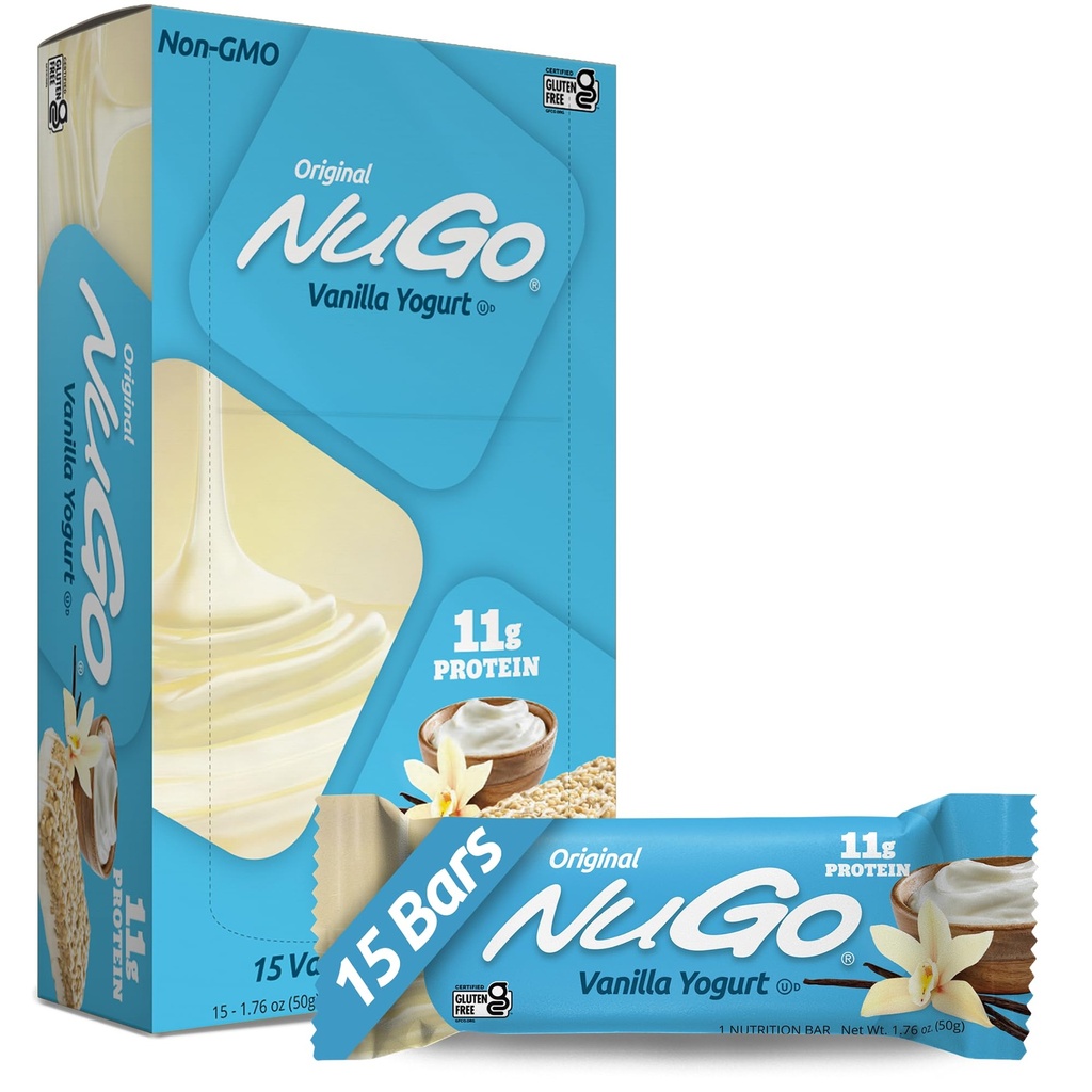 NuGo Protein Bar, Vanilla Yogurt, 11g Protein, Gluten Free, 15 Count