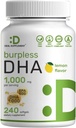 DHA Supplements | 240 Softgels, Burpless, Lemon Flavor, DHA 1000mg + EPA 500mg, Wild Caught Fish, Rich in Omega-3s, Mercury Free, Non-GMO, Support Brain Heart & Joint Health