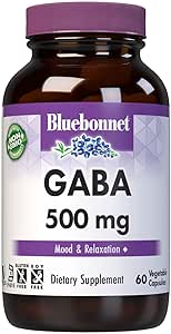 BlueBonnet Nutrition GABA 500mg, for Stress Relief*, Supports Relaxation*, Kosher, Vegan, Gluten-Free, Soy-Free, Non-GMO, 60 Vegetable Capsules, 60 Servings