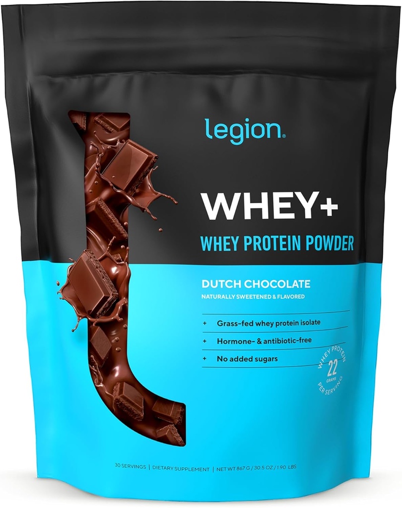 LEGION Whey+ Protein Whey Isolate from Grass Fed Cows - Whey Protein Isolate Powder Low Calorie, Non-GMO, Sugar Free, Lactose and Gluten Free, All Natural Protein Powder for Men & Women 30 Servings