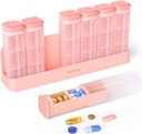 Weekly Pill Organizer 3X a Day, Detachable Pill Box 7 Day, Large 3 Times Daily Pill Case, Travel Pill Container Holder, Week Medication Dispenser Pillbox for Vitamin Supplement Medicine, Pink