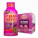 Vitamin Energy B12 11,000% Extra Strength Energy Shot Pink Berry 24 Pack, 260mg Natural Caffeine, B12 & B6, Nootropic Focus, Vitality, Zero Sugar, Gluten-Free, Vegan, Kosher, 1.93 fl oz