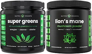 NutraChamps Greens Super Food Powder & Lion's Mane Powder