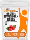 BulkSupplements.com Organic Hawthorn Berry Extract Powder - Hawthorn Berry Supplement - Herbal & Gluten Free, 1g per Serving, 250g (8.8 oz) (Pack of 1)
